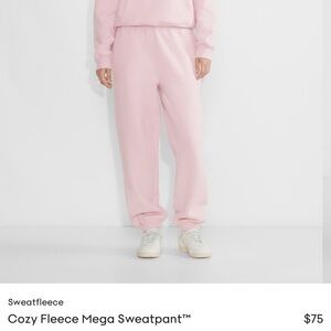 Aritzia Tna fleece crop jacket + pants set (light pink)